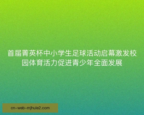 首届菁英杯中小学生足球活动启幕激发校园体育活力促进青少年全面发展