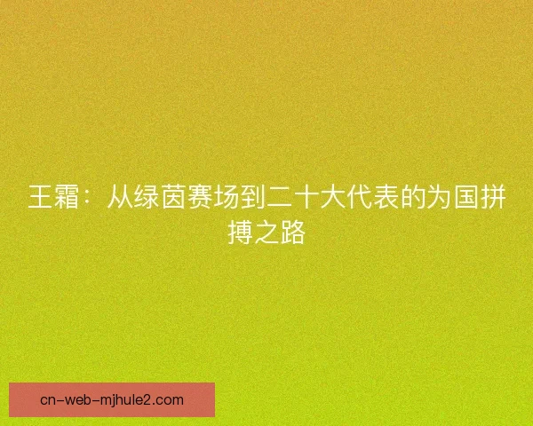 王霜：从绿茵赛场到二十大代表的为国拼搏之路
